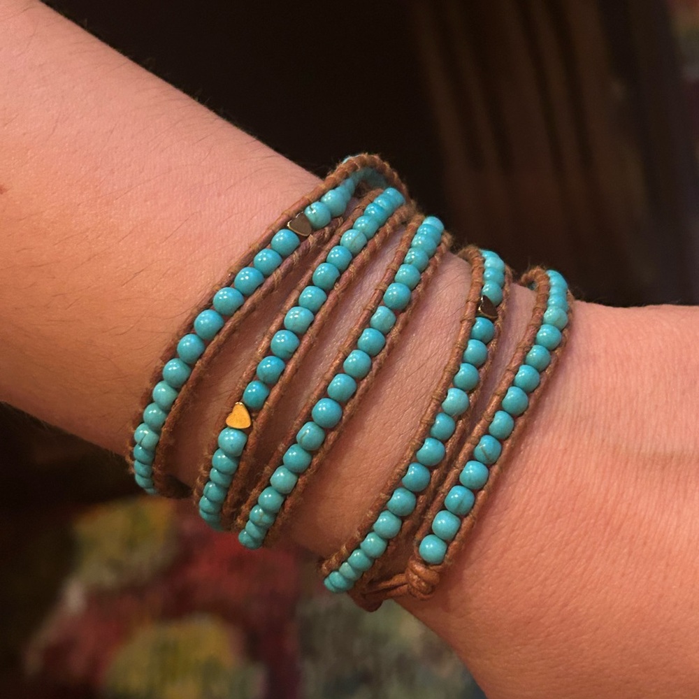 COPY - Chan Luu Blue and Gold Beaded Bracelet